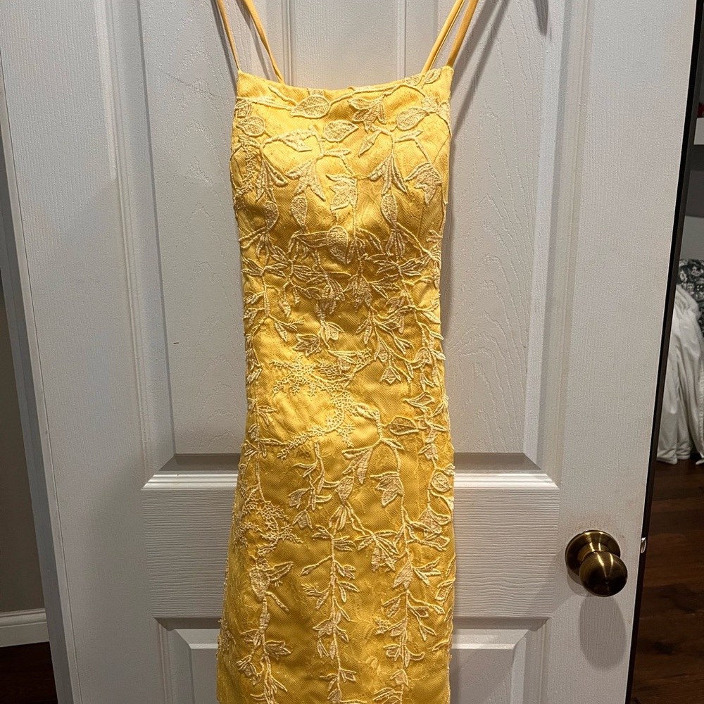 Elegant Yellow Embroidered Dress